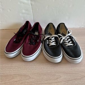 LOT of2  Shoes Used Vans Size Women’s 7.5 Black And Red